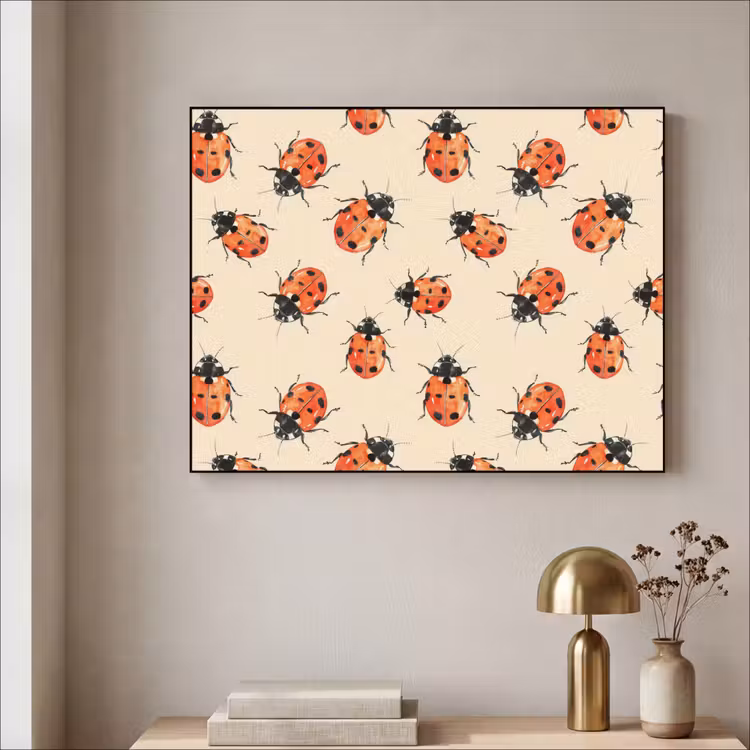Lieveheersbeestjes - Patroon - Rood Textielframe zwart klein 947 -sfeer2