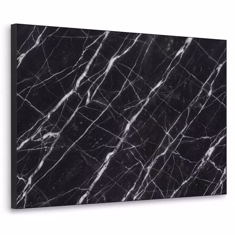 Marmer - Aders - Abstract - Zwart Textielframe zwart klein -3d