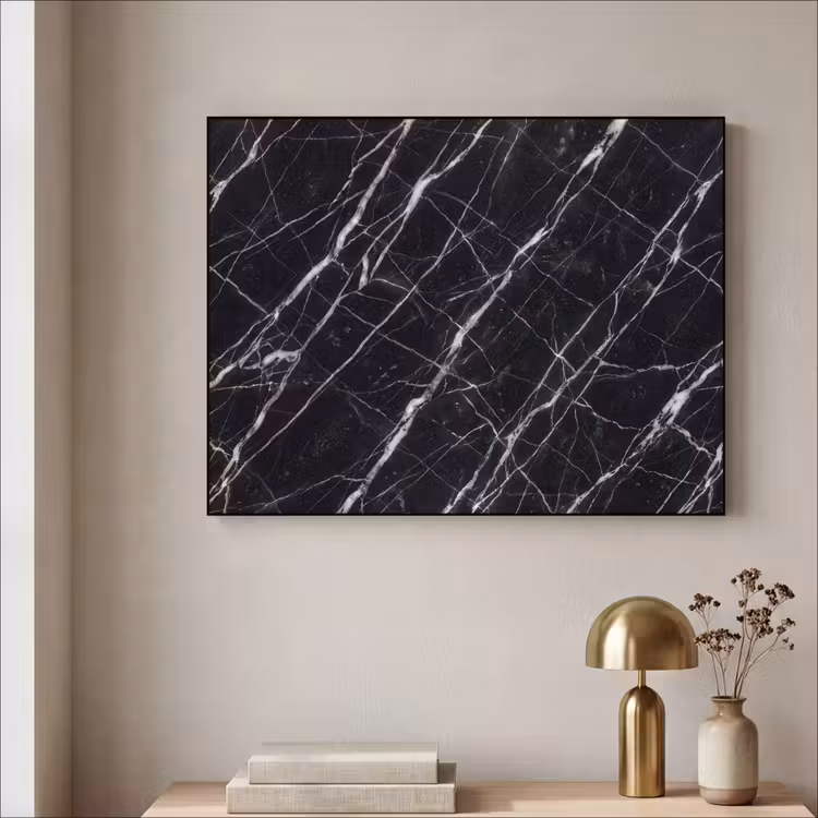 Marmer - Aders - Abstract - Zwart Textielframe zwart klein -sfeer2
