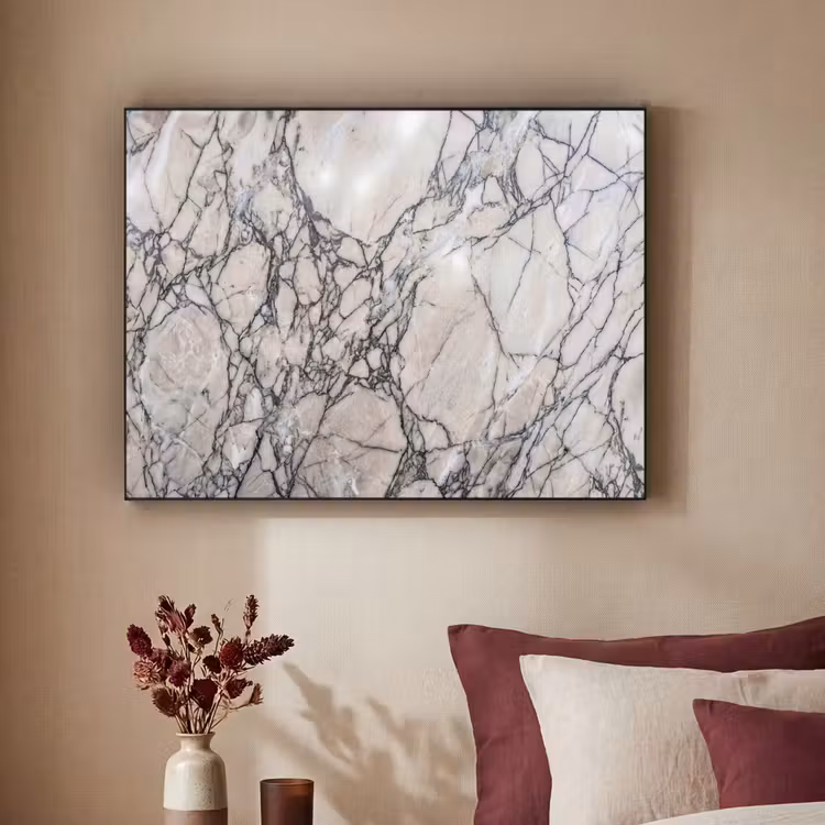 Marmer - Aderen - Patroon - Wit - Grijs Textielframe zwart klein -sfeer1