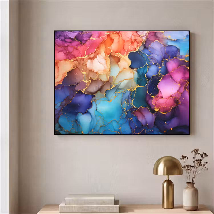 Marmer - Kleurrijk - Kleuren - Abstract Textielframe zwart klein -sfeer2