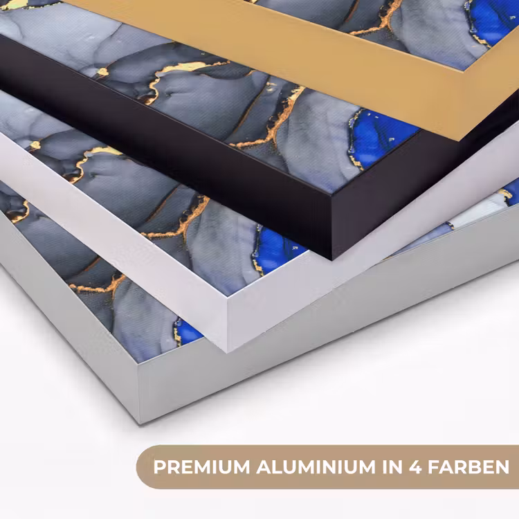 Marmer - Goud - Abstract - Blauw Textielframe zwart klein -USP_kleurenDE