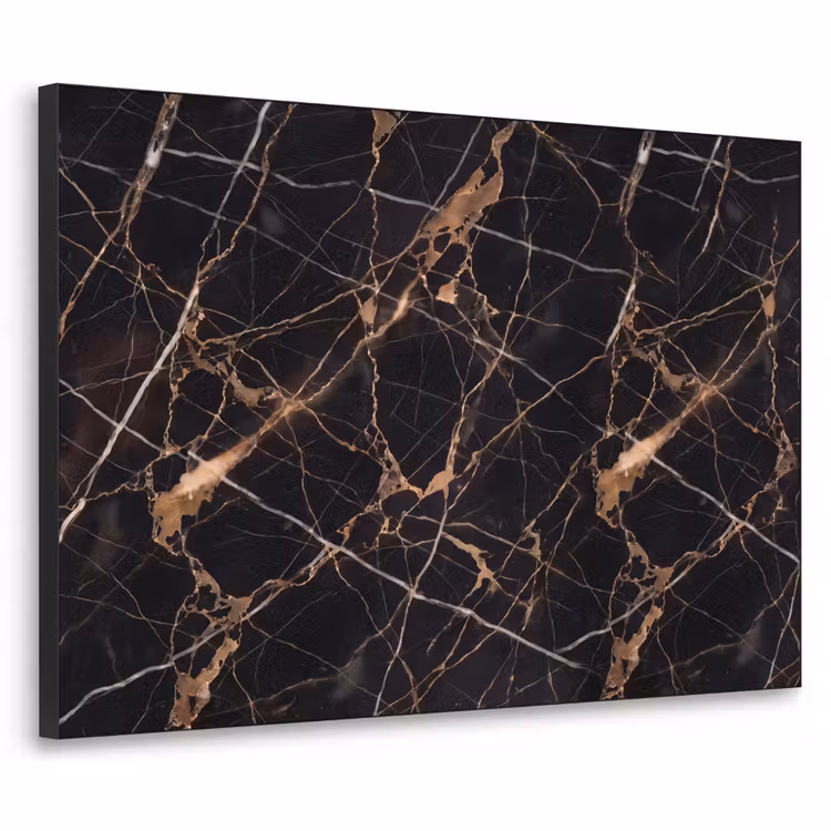 Marmer - Goud - Abstract - Zwart Textielframe zwart klein -3d