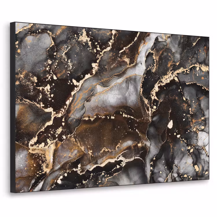 Marmer - Goud - Glitter - Luxe Textielframe zwart klein -3d