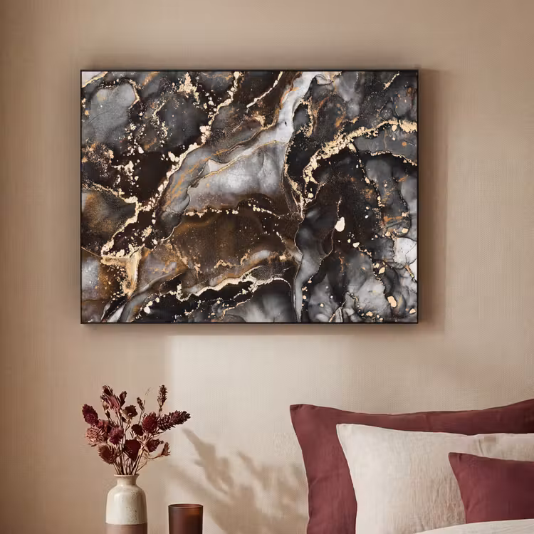 Marmer - Goud - Glitter - Luxe Textielframe zwart klein -sfeer1