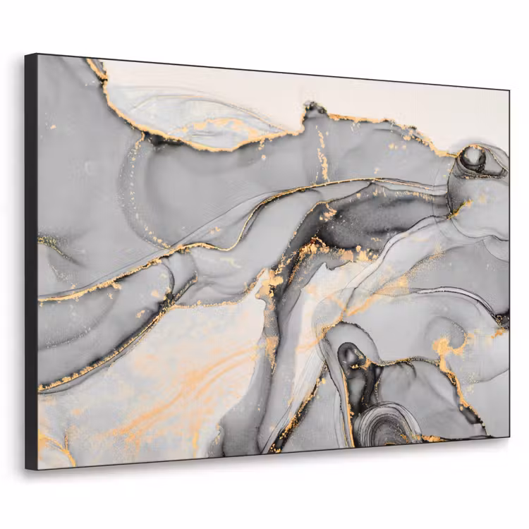 Marmer - Goud - Grijs Textielframe zwart klein -3d