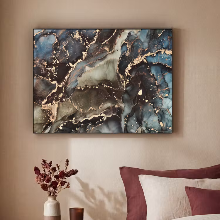 Marmer - Goud - Groen Textielframe zwart klein -sfeer1