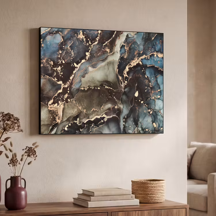 Marmer - Goud - Groen Textielframe zwart klein -sfeer3
