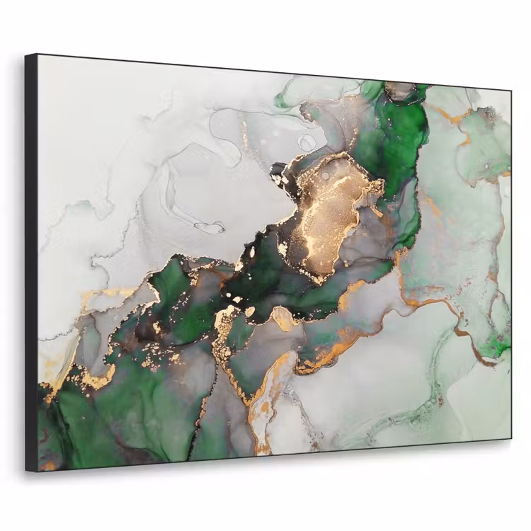 Marmer - Goud - Groen - Luxe Textielframe zwart klein -3d
