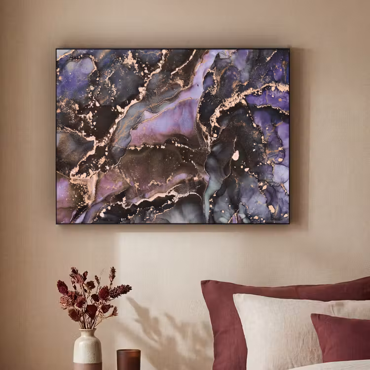 Marmer - Goud - Roze Textielframe zwart klein -sfeer1