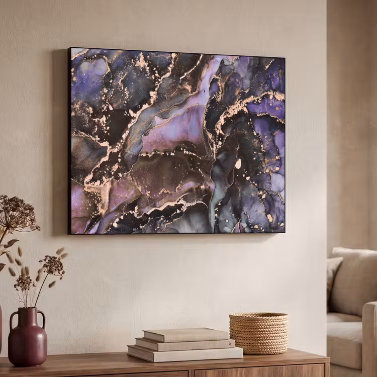 Marmer - Goud - Roze Textielframe zwart klein -sfeer3