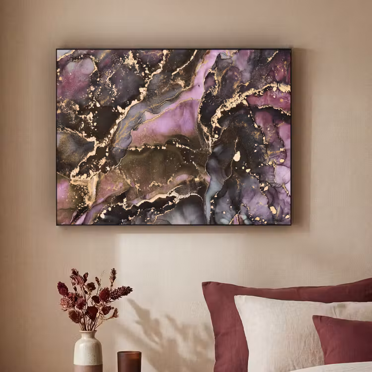 Marmer - Gold - Steen - Abstract Textielframe zwart klein -sfeer1