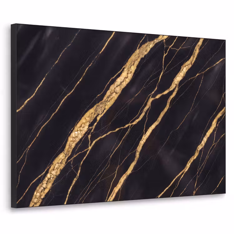 Marmer - Goud - Textuur - Abstract - Zwart Textielframe zwart klein -3d