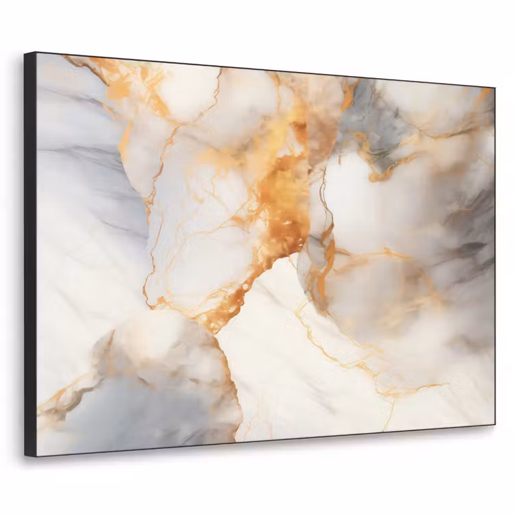 Marmer - Grijs - Goud Textielframe zwart klein -3d