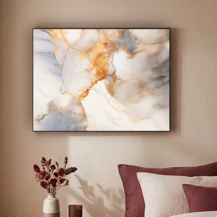 Marmer - Grijs - Goud Textielframe zwart klein -sfeer1