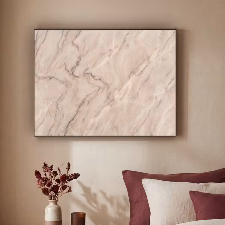 Marmer - Patroon - Abstract - Modern - Beige Textielframe zwart klein -sfeer1