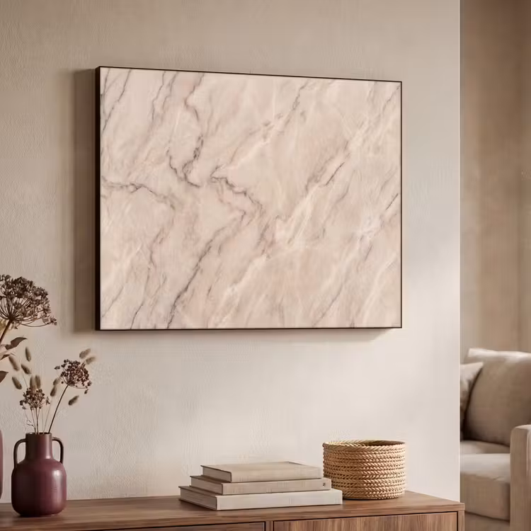 Marmer - Patroon - Abstract - Modern - Beige Textielframe zwart klein -sfeer3
