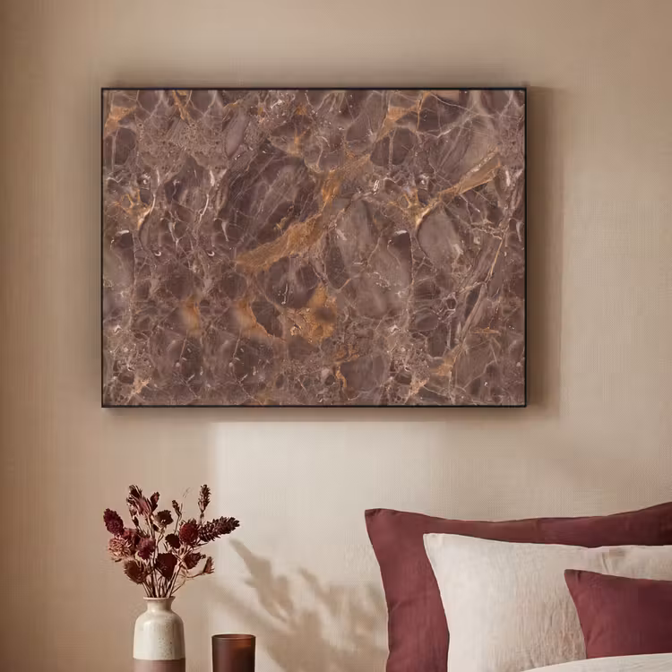 Marmer - Patroon - Natuur - Bruin - Goud Textielframe zwart klein -sfeer1