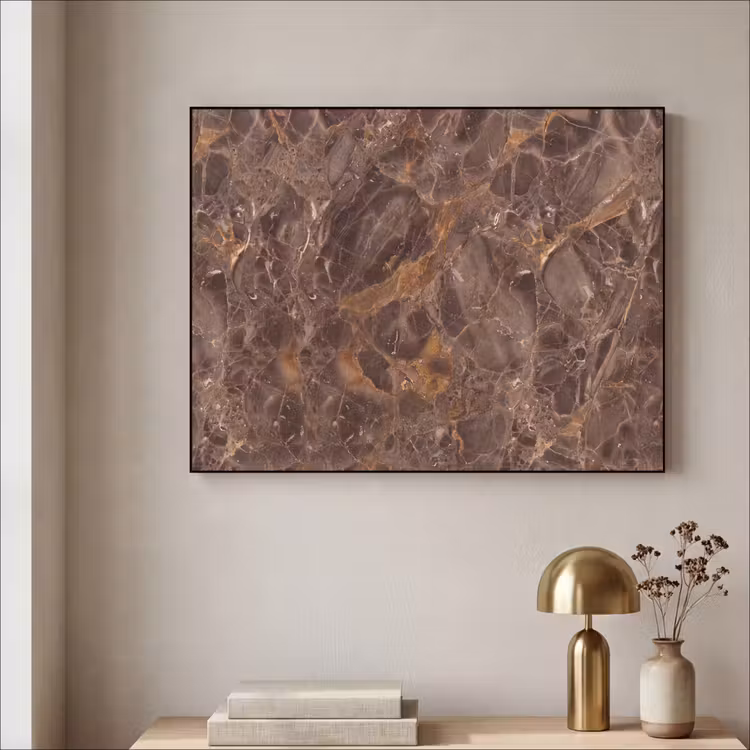 Marmer - Patroon - Natuur - Bruin - Goud Textielframe zwart klein -sfeer2