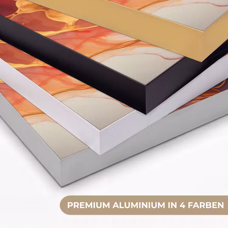 Marmer - Rood - Goud - Modern - Abstract Textielframe zwart klein -USP_kleurenDE