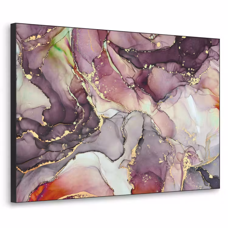 Marmer - Rood - Paars - Goud Textielframe zwart klein -3d
