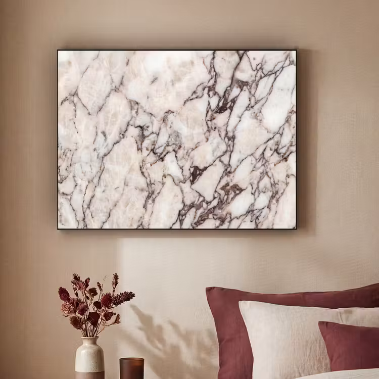 Marmer - Textuur - Abstract - Wit - Bruin Textielframe zwart klein -sfeer1