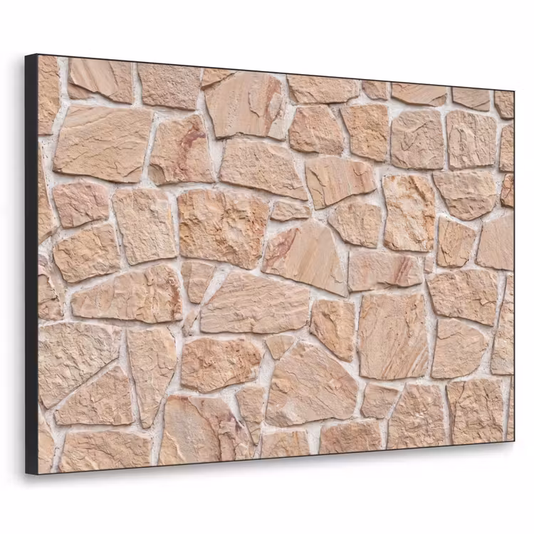 Muur - Steen - Patroon - Rustiek - Beige Textielframe zwart klein -3d
