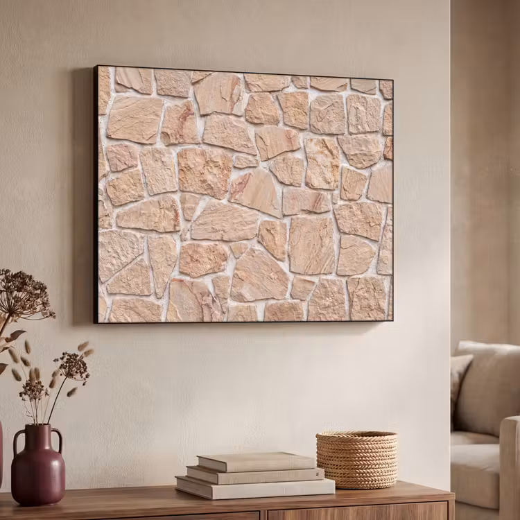 Muur - Steen - Patroon - Rustiek - Beige Textielframe zwart klein -sfeer3