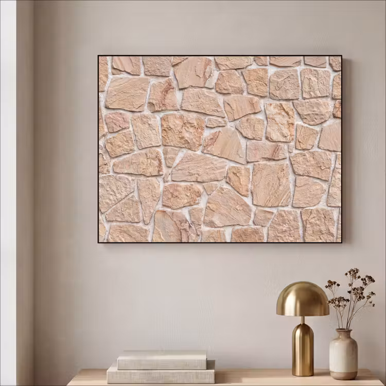 Muur - Steen - Patroon - Rustiek - Beige Textielframe zwart klein -sfeer2