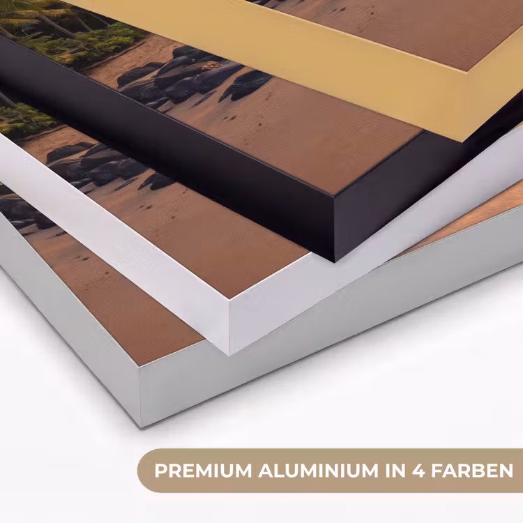 Zee - Berg - Landschap - Tropisch - Goud Textielframe zwart klein -USP_kleurenDE