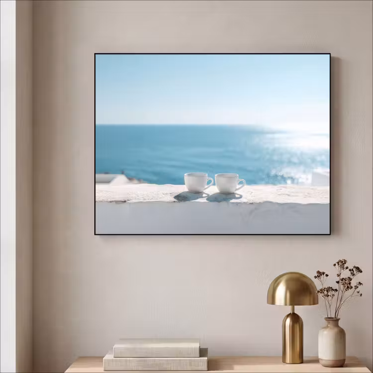 Zee - Koffiekopjes - Zomers Textielframe - compleet frame klein -sfeer2