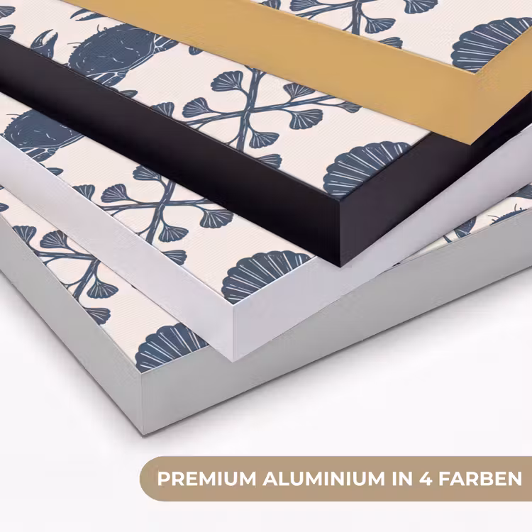Zee - Krab - Zeester - Patroon - Blauw Textielframe zwart klein -USP_kleurenDE