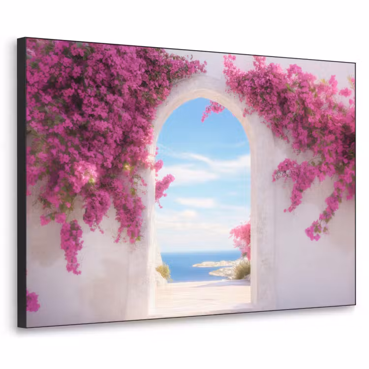 Zee - Roze - Bloemen - Poort Textielframe - compleet frame klein -3d