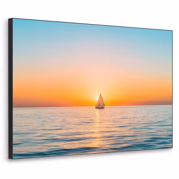 Zee - Zeilboot - Zonsondergang Textielframe - compleet frame klein -3d