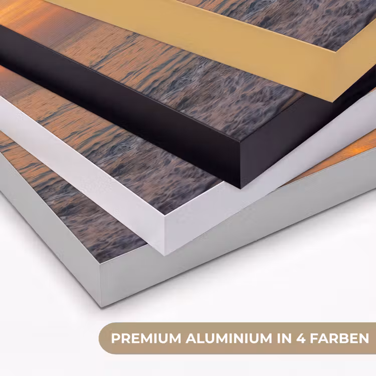 Zee - Zonsondergang - Boot - Natuur - Oranje Textielframe zwart klein -USP_kleurenDE