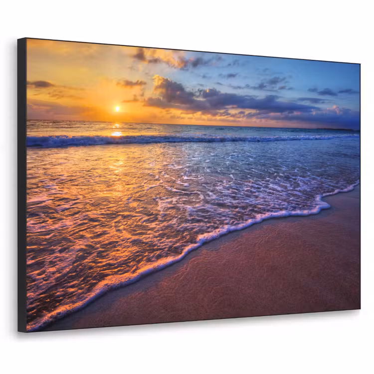 Zee - Strand - Zonsondergang - Wolken - Horizon Textielframe zwart klein -3d
