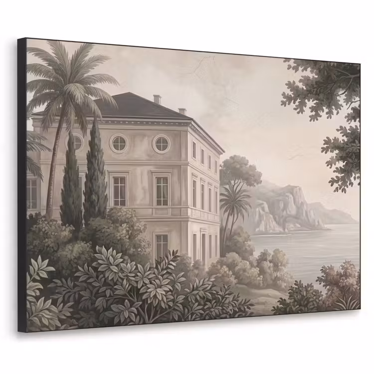 Zee - Villa - Beige Textielframe zwart klein -3d