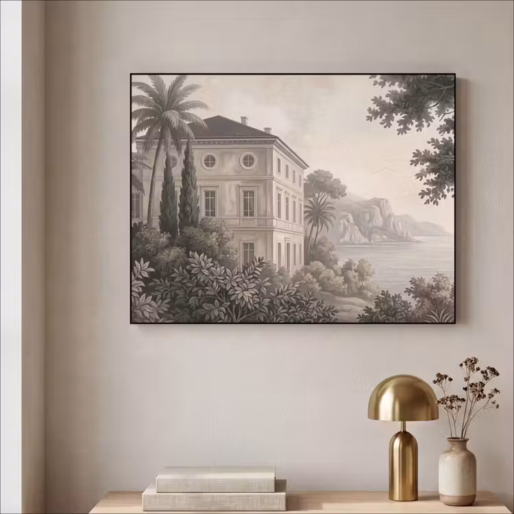 Zee - Villa - Beige Textielframe zwart klein -sfeer2