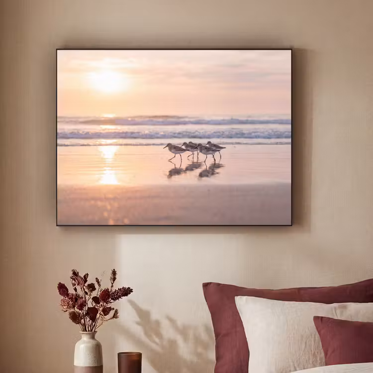 Zee - Vogels - Strand Textielframe zwart klein -sfeer1