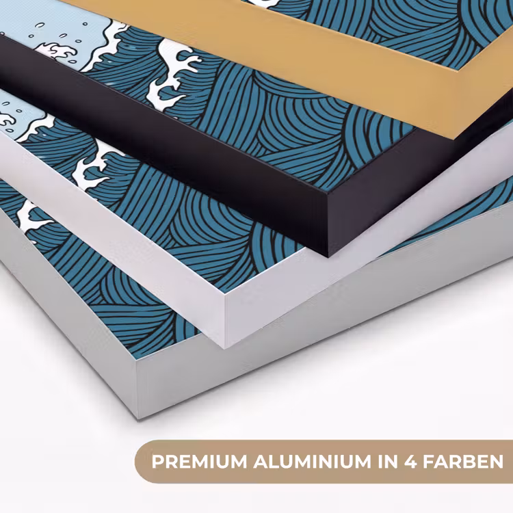 Zee - Golven - Japans - Natuur - Blauw Textielframe zwart klein -USP_kleurenDE