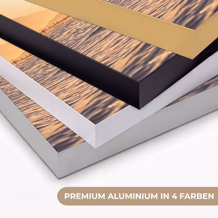 Zee - Golven - Zonsondergang - Kust - Goud Textielframe zwart klein -USP_kleurenDE