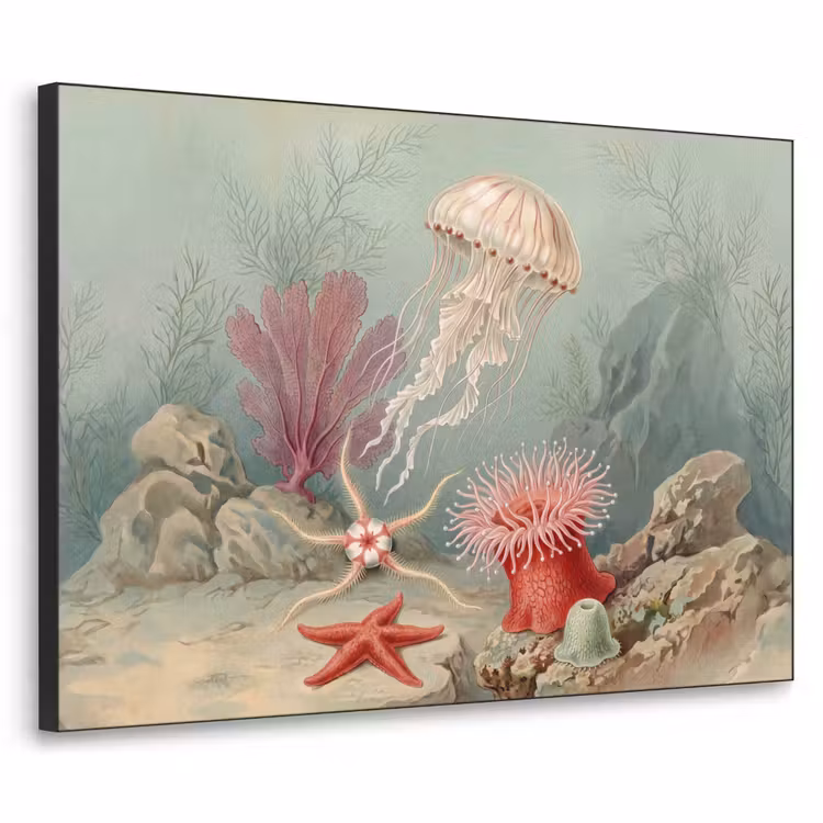 Zeeleven - Kwal - Onderwater - Illustratie - Beige Textielframe zwart klein -3d