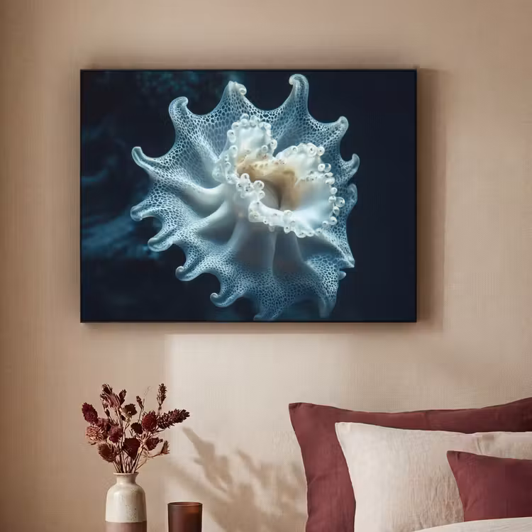 Zeewezen - Wit - Golven - Water Textielframe - compleet frame klein -sfeer1