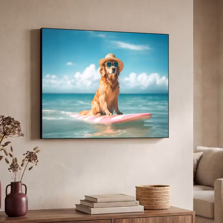 Zeewater - Hond - Golden retriever - Zonnebril Textielframe zwart klein -sfeer3