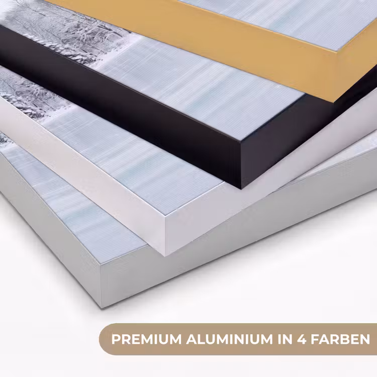 Meer - Dennen - IJs - Winter - Rustgevend Textielframe zwart klein -USP_kleurenDE