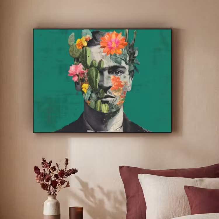 Man - Planten - Groen Textielframe - compleet frame klein -sfeer1