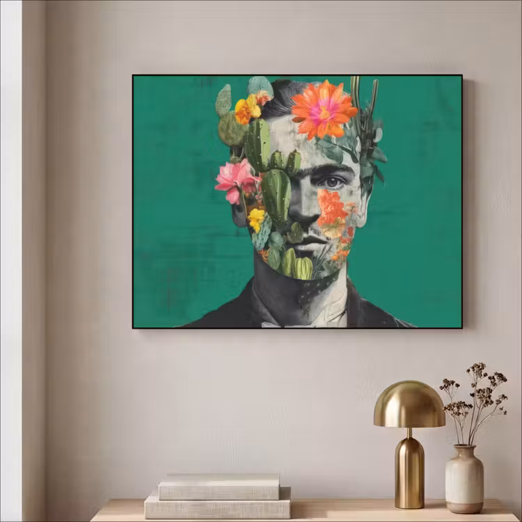 Man - Planten - Groen Textielframe - compleet frame klein -sfeer2