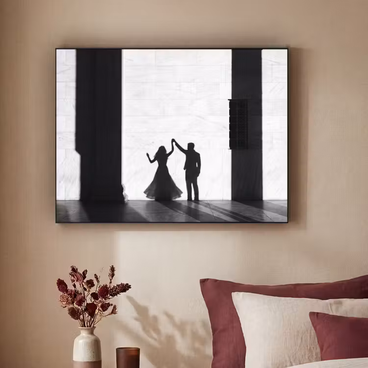 Mensen - Schaduw - Dans - Zwart-wit - Liefde Textielframe zwart klein -sfeer1