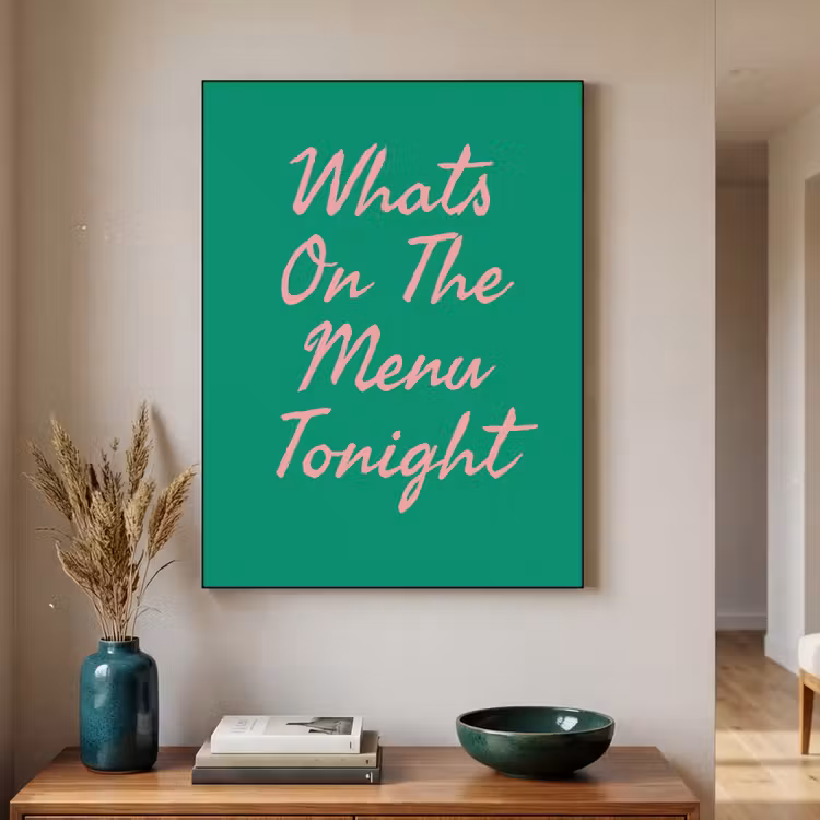 Menu - Quote - Roze Textielframe zwart klein -sfeer1