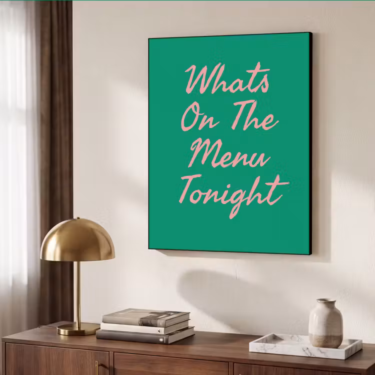 Menu - Quote - Roze Textielframe zwart klein -sfeer3